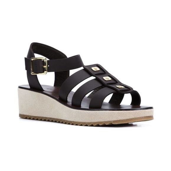 NEW A.P.C. Derby Brown Leather Embellished Sandal - Picture 1 of 6